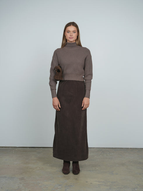 Point Chunky Knit Crew Sweater in Glacier